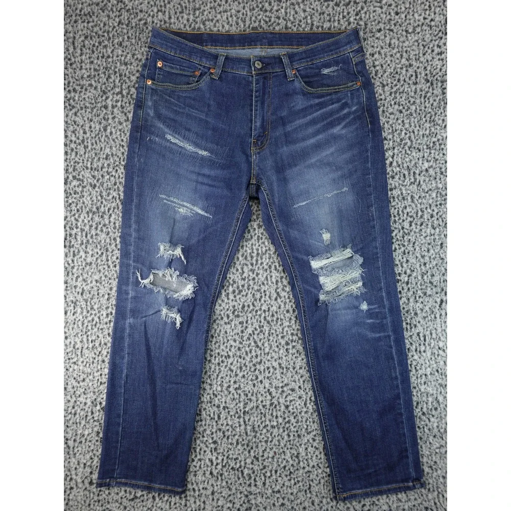 Levi's 541 Athletic Taper Jeans Mens W34 L30 Blue Good Distressed Denim